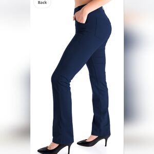 Yogipace Women's Straight Leg Yoga Dress Pants Medium/33" Inseam Long Navy Blue